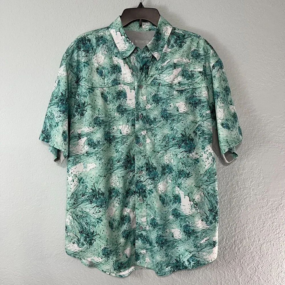 Reel Legends Mariner II Vented Fishing Shirt Mens L Button Up Wicking‎ Pocket